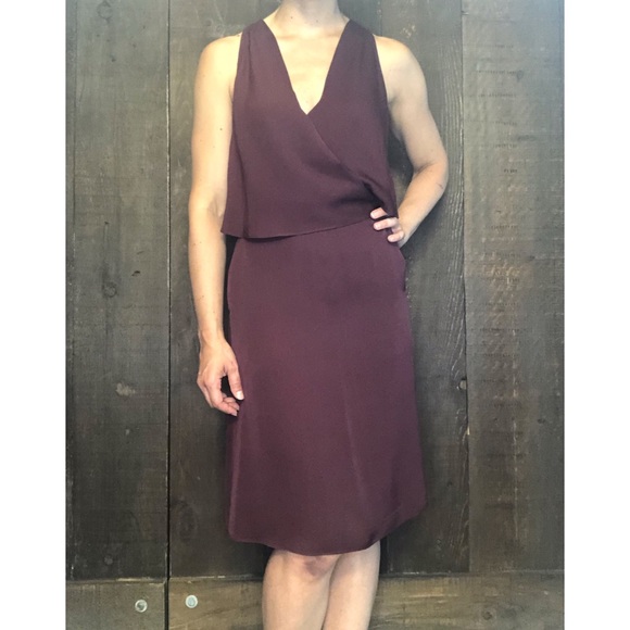 Theory 100% Silk Burgundy Dress with Pockets 0 - Picture 7 of 11